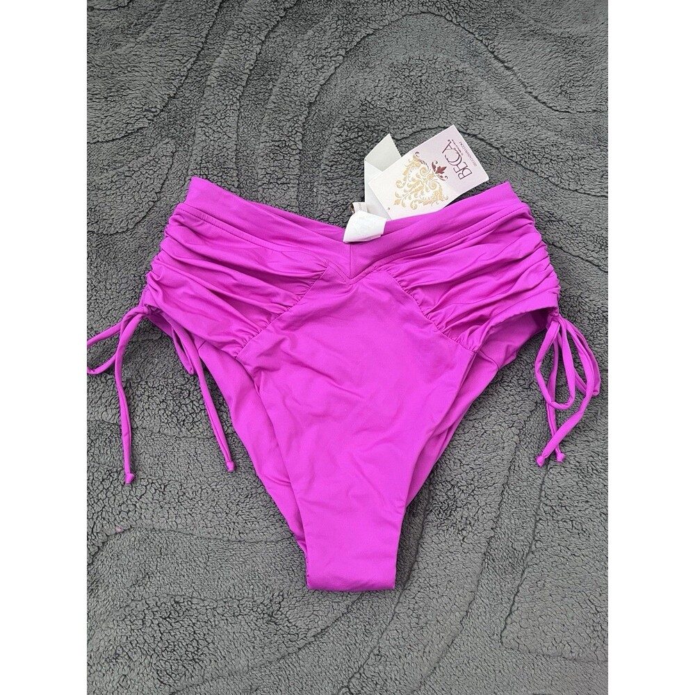 New Women’s Becca High Waisted Swimsuit Bottom Fuscia Size Large